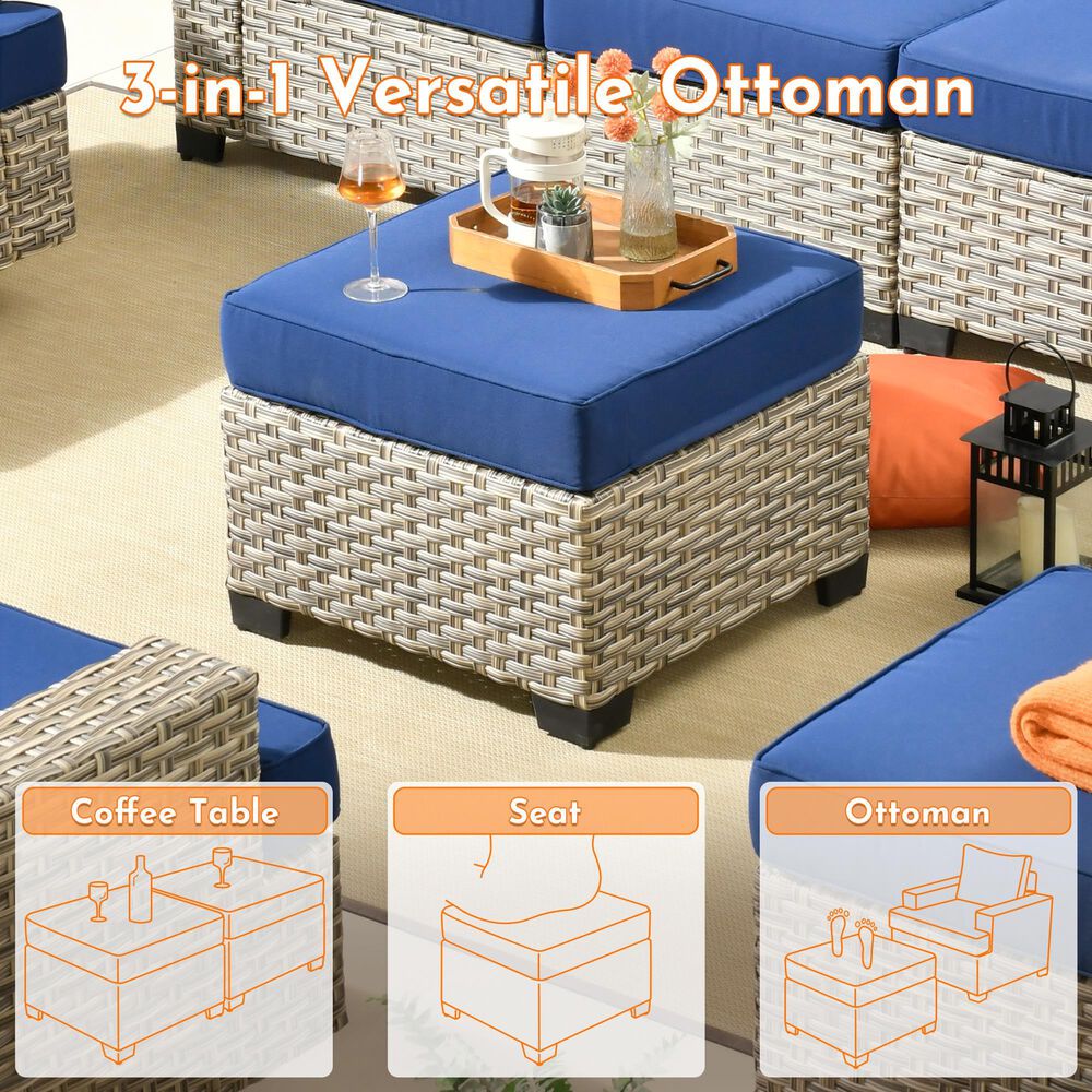 HOMLUX 7-Piece Modular Patio  Conversation Set in Navy Blue, , large