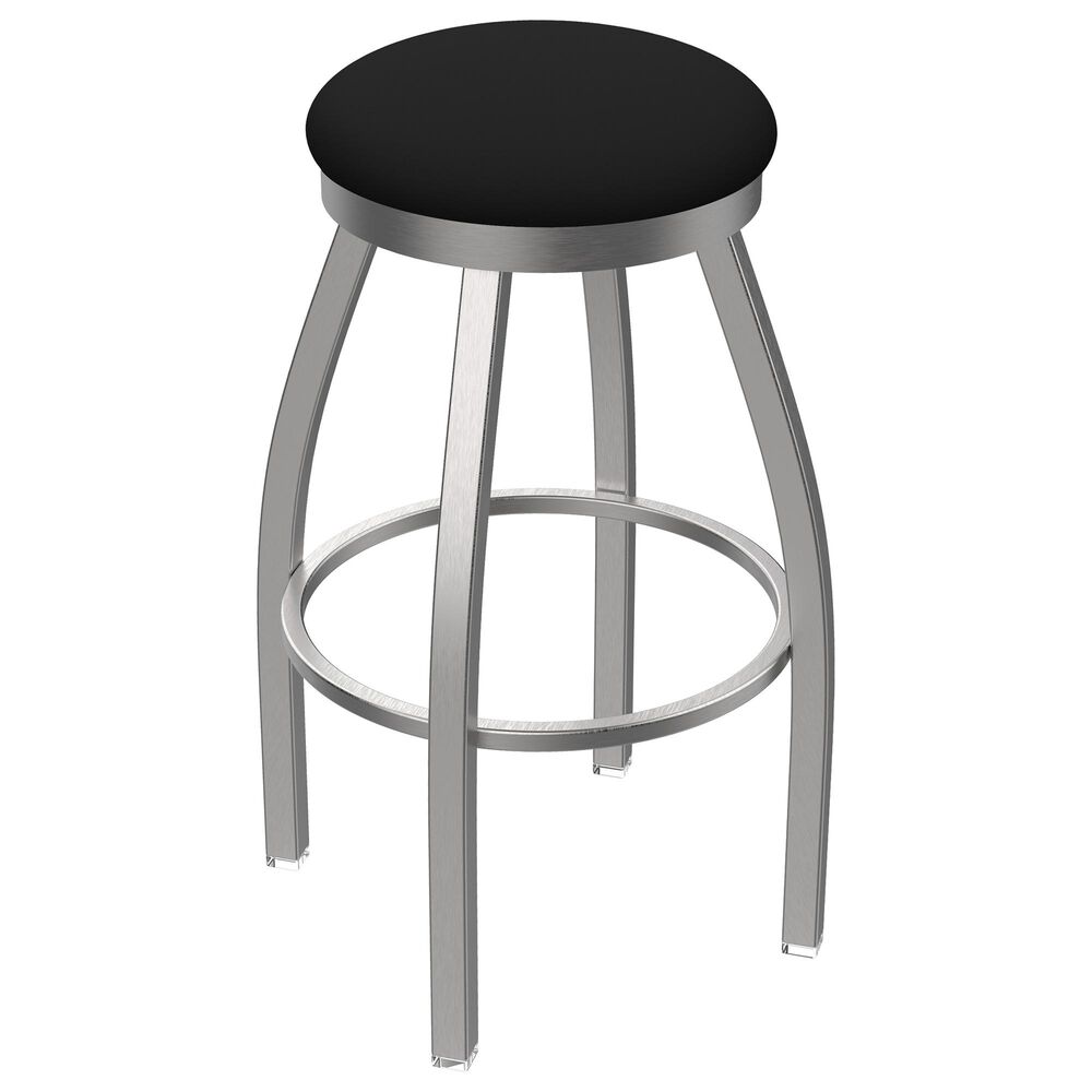 Holland Bar Stool 802 Misha 25" Swivel Counter Stool with Stainless and Black Vinyl Seat, , large