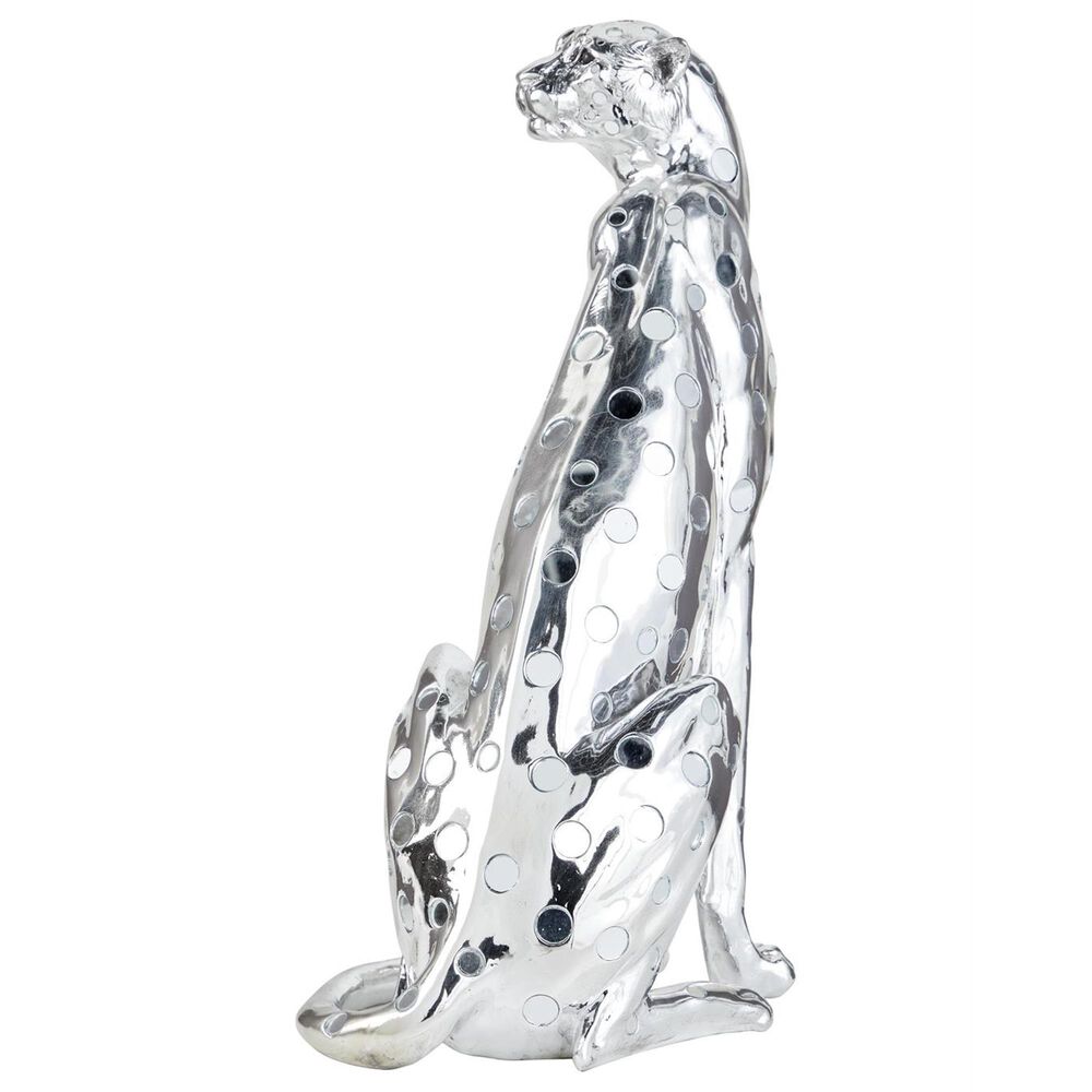 Maple and Jade Leopard Decorative Sculpture in Polished Silver, , large