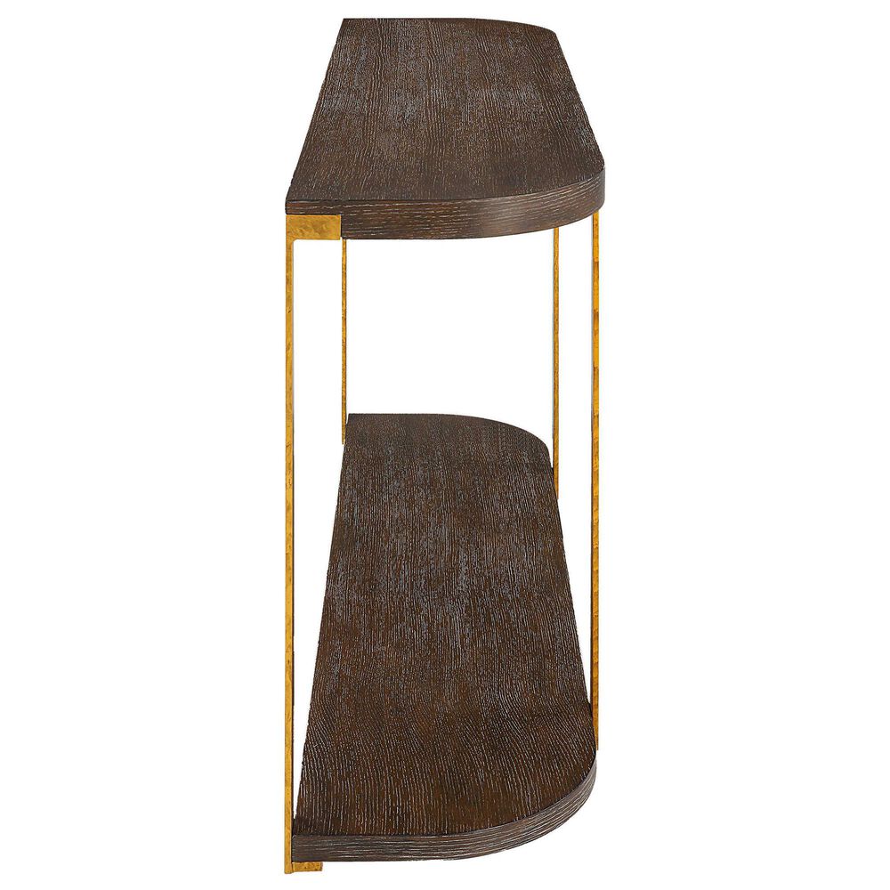 Uttermost Palisade Console Table in Coffee Oak and Antique Gold, , large