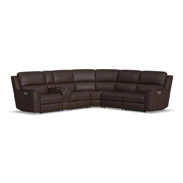 Flexsteel Henry 6-Piece Leather Power Reclining Sectional in Burnt Umber, , large
