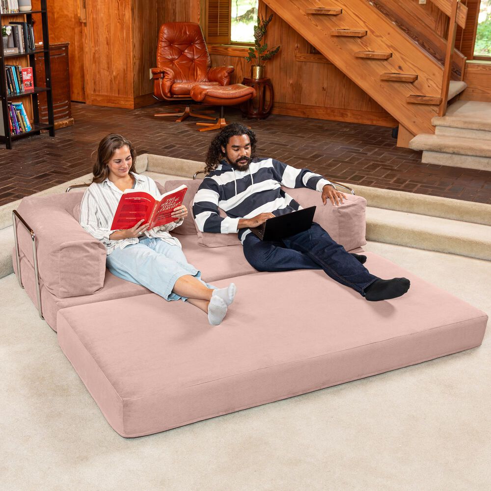 Jaxx Unsofa Stationary Loveseat in Peony Pink, , large