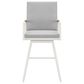 Armen Living Crown Patio Swivel Counter Height Bar Stool with Light Gray Cushion in White, , large