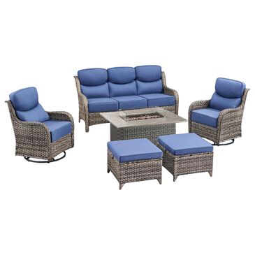 Sunwell Garden 6-Piece Fire Pit Set in Navy, , large