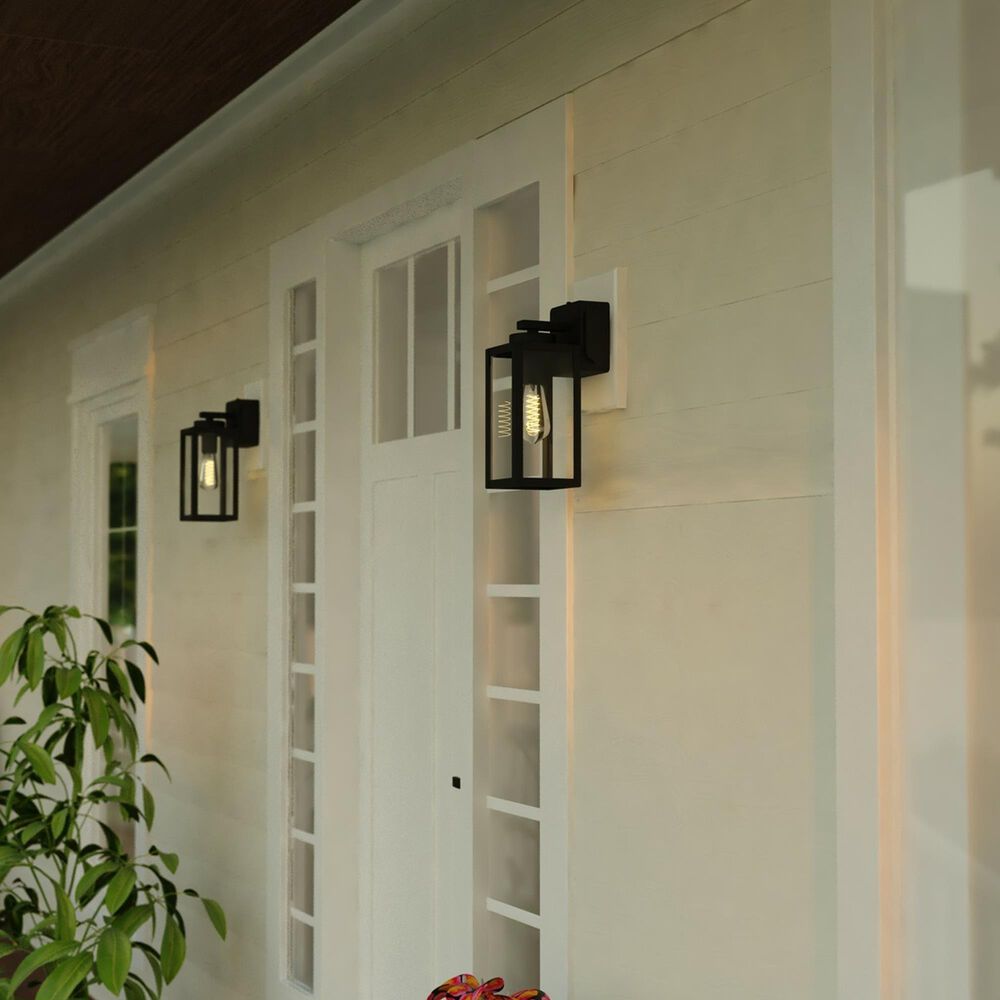 Vaxcel International Co. Ltd. Lombard 1-Light Outdoor Wall Light with GFCI Outlet in Textured Black, , large