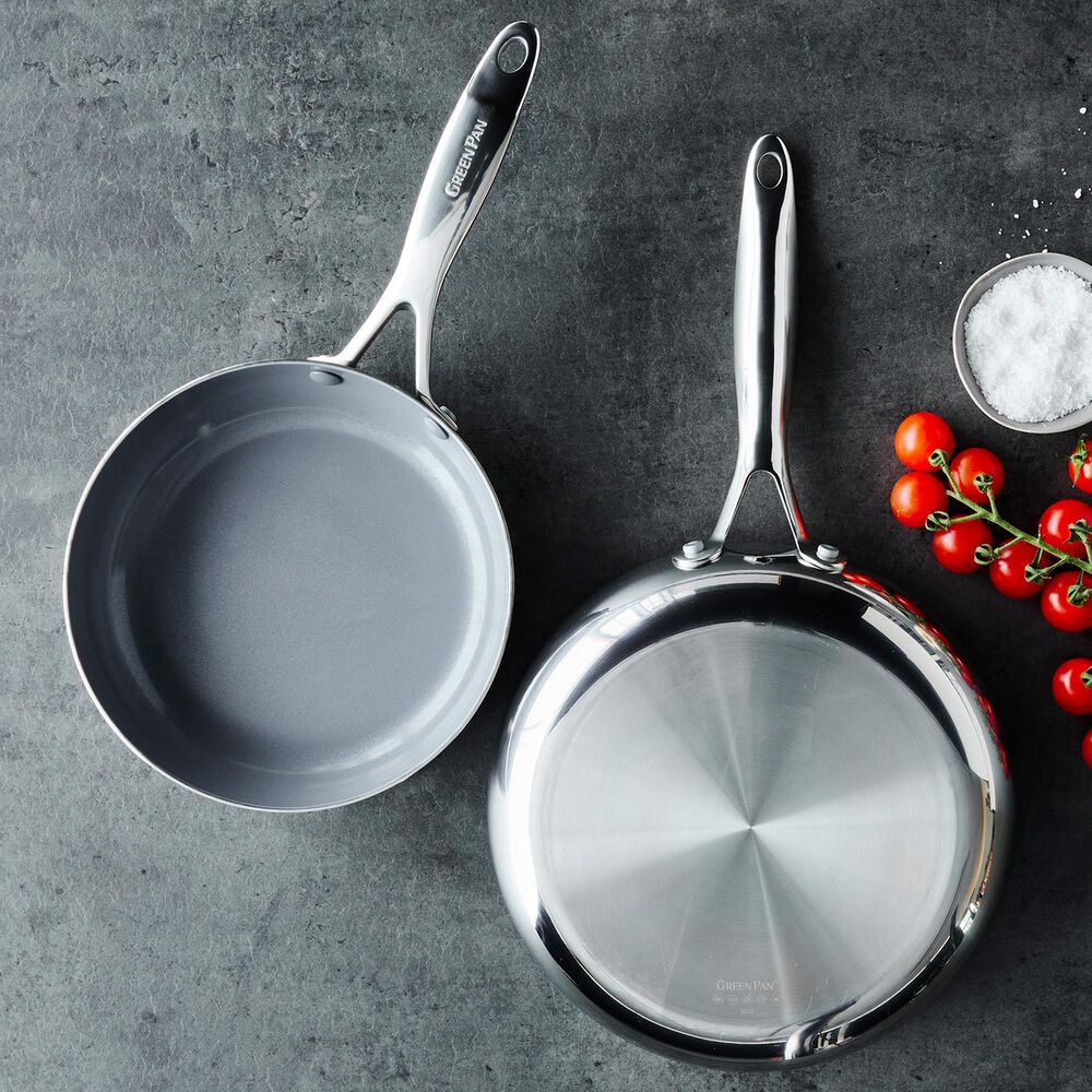 Green Pan Valencia Pro 2-Piece 8" and 10" Open Frypan Set in Stainless Steel, , large