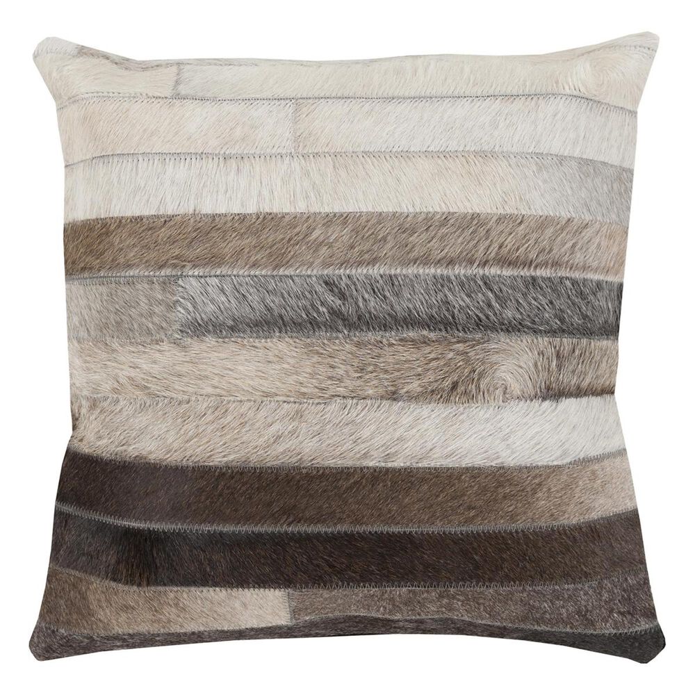 Surya Trail 18" x 18" Down Fill Pillow in Charcoal, Beige and Taupe, , large