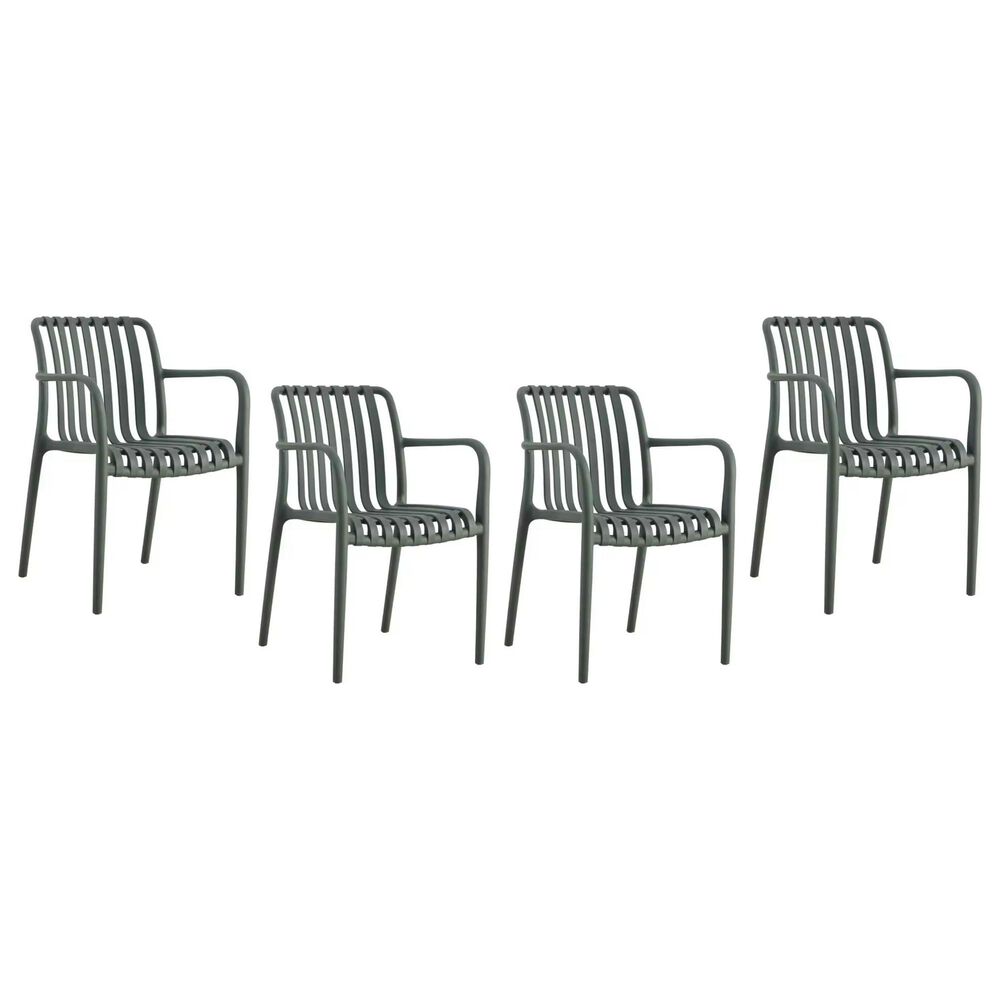 International Home Miami Curazao Outdoor Stackable Dining Chair in Gray (Set of 4), , large