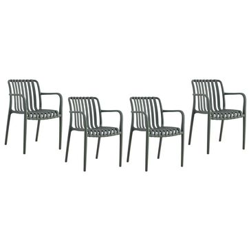 International Home Miami Curazao Outdoor Stackable Dining Chair in Gray (Set of 4), , large
