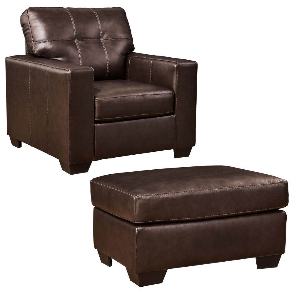 Ashley Santorine Stationary Chair and Ottoman Set in Dark Brown, , large