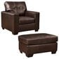 Ashley Santorine Stationary Chair and Ottoman Set in Dark Brown, , large