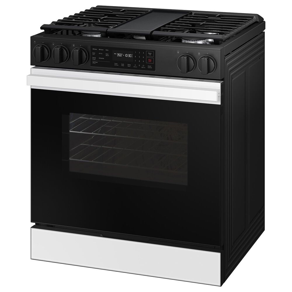 Samsung Bespoke Bespoke 6.0 Cu. Ft. Smart Slide-In Gas Range with Auto Conversion and 17K BTU Power Burner in White Glass, , large