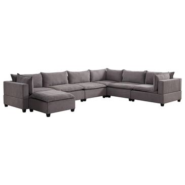 Hearth and Haven Madison 158" 7-Piece Stationary Modular Sectional Set in Light Gray, , large