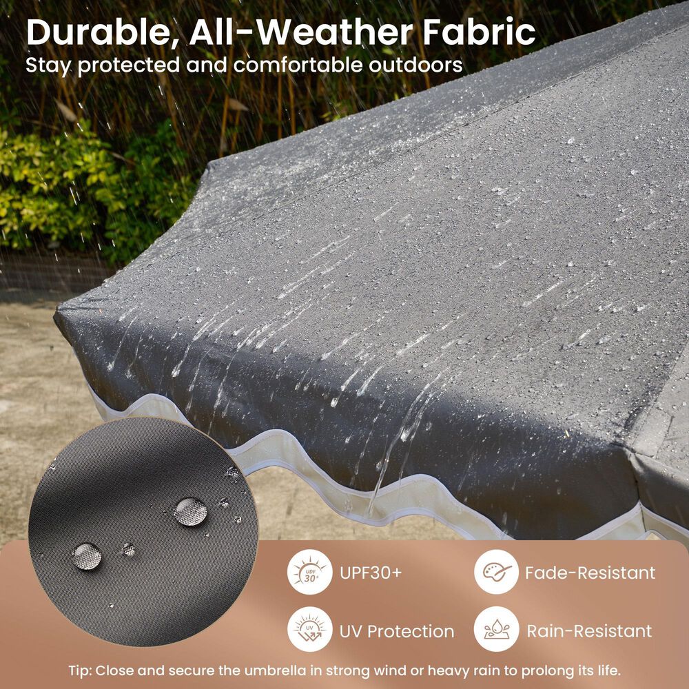 HOMLUX 10' Patio Umbrella with Lights in Dark Gray, , large