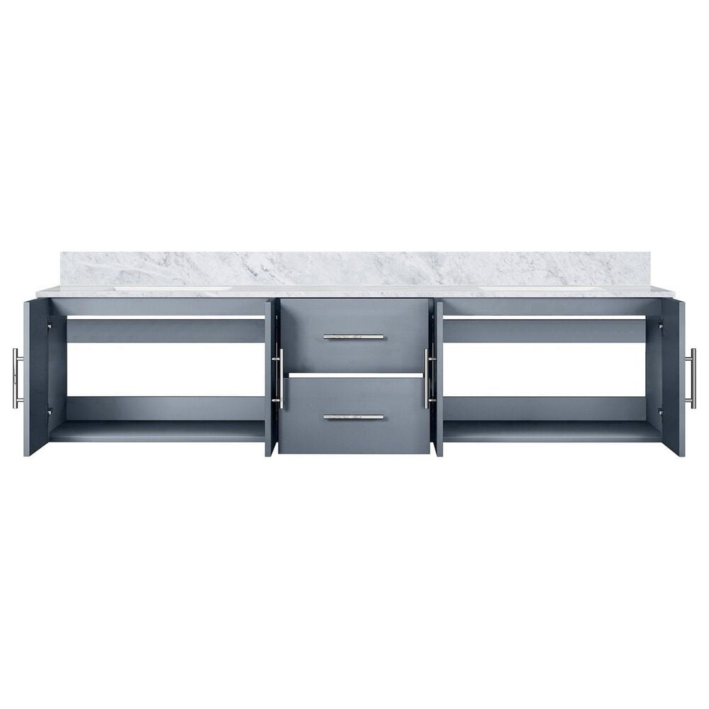 Lexora Home Geneva 80&quot; Double Bathroom Vanity in Dark Grey with 2 cm White Carrara Marble Top and Rectangular Sinks, , large
