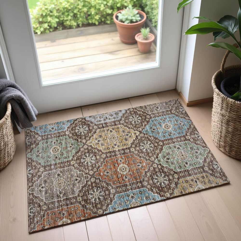 Dalyn Rug Company Silk Road Chocolate, Ivory, Gold, Copper, Gray, Taupe and Blue 1&#39;8&quot; x 2&#39;6&quot; Area Rug, , large