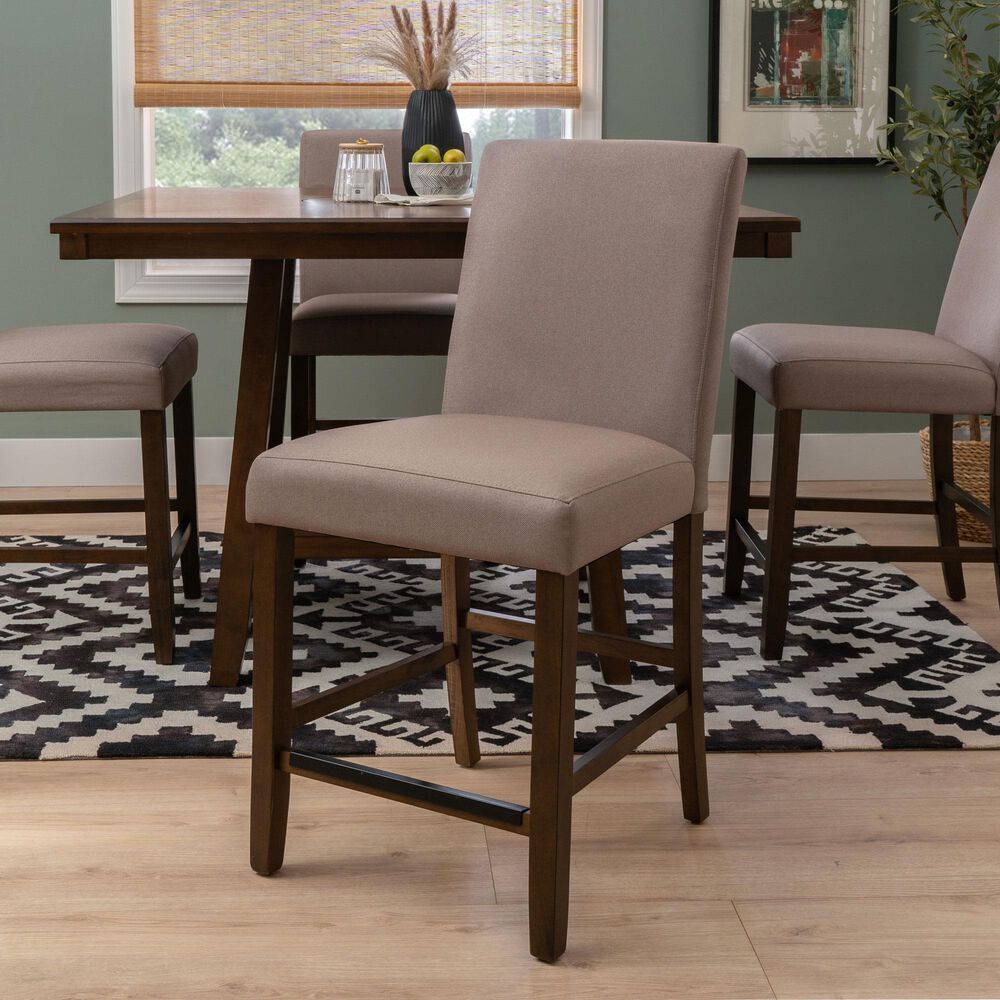 Linon Home Decor Spiva Counter Stool with Tan Cushion in Brown (Set of 2), , large