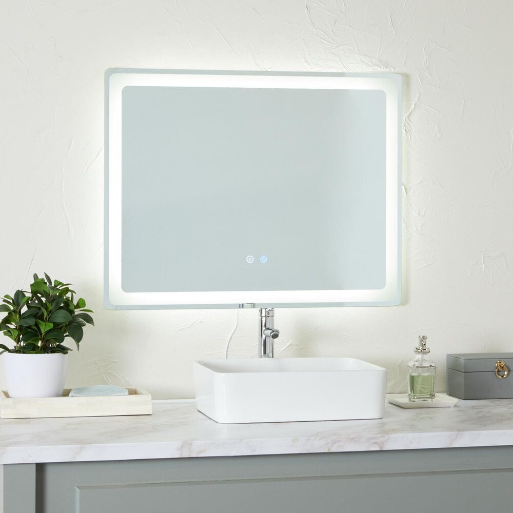 Maple and Jade 36&quot; Room Anti Fog Mirror with LED Light in Silver and White, , large