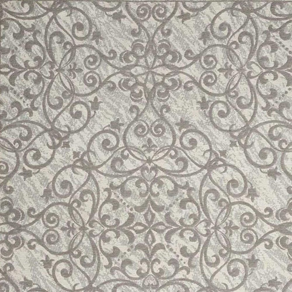 Nourison Damask DAS01 8&#39; x 10&#39; Ivory and Grey Area Rug, , large