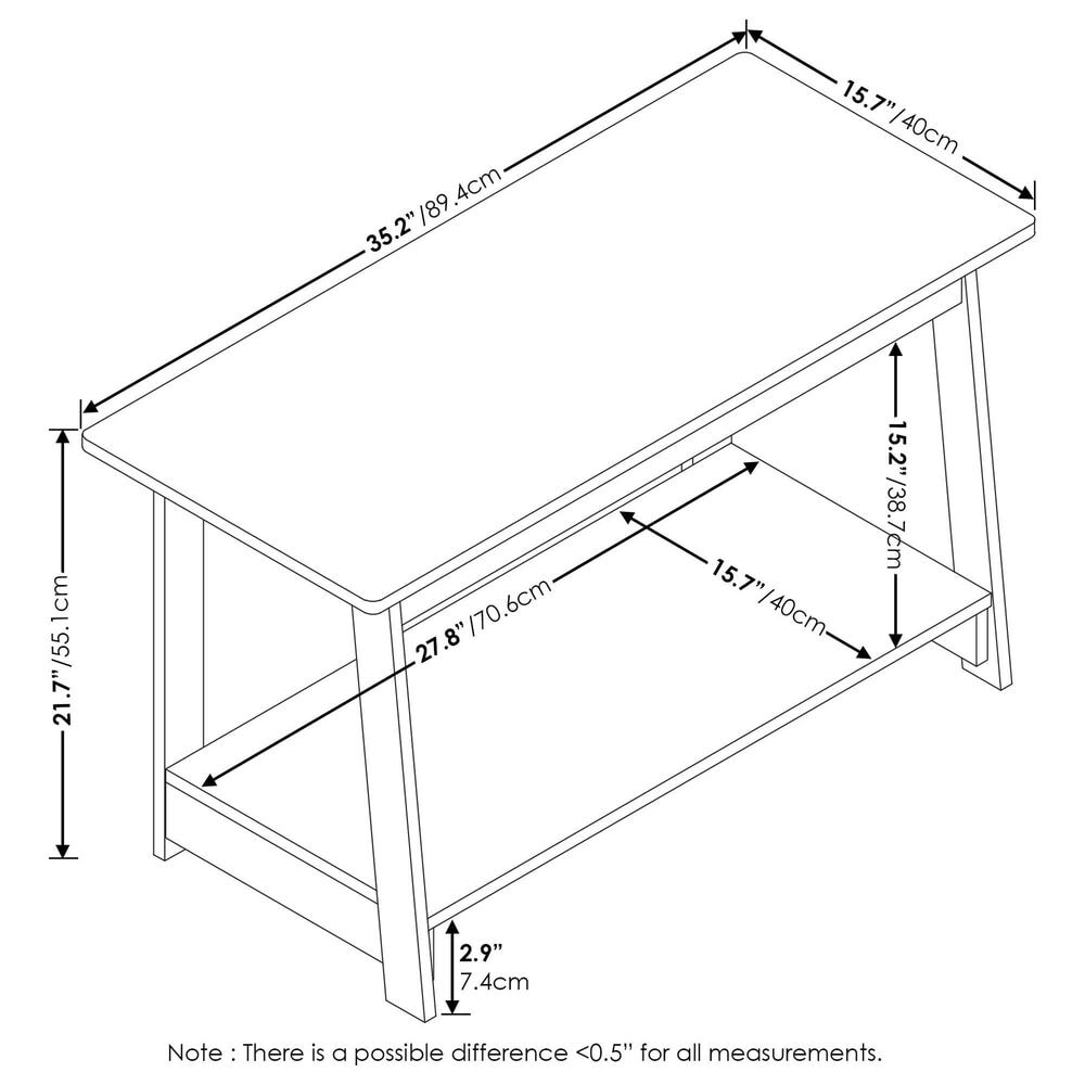 HOMLUX 35.2" TV Stand with 1-Shelf in French Oak, , large
