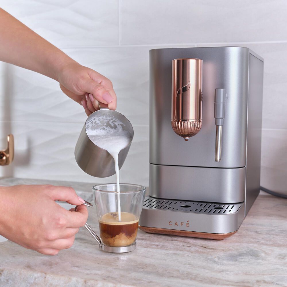 Cafe 40.5 Oz Affetto Espresso Machine + Frother in Stainless Steel, , large