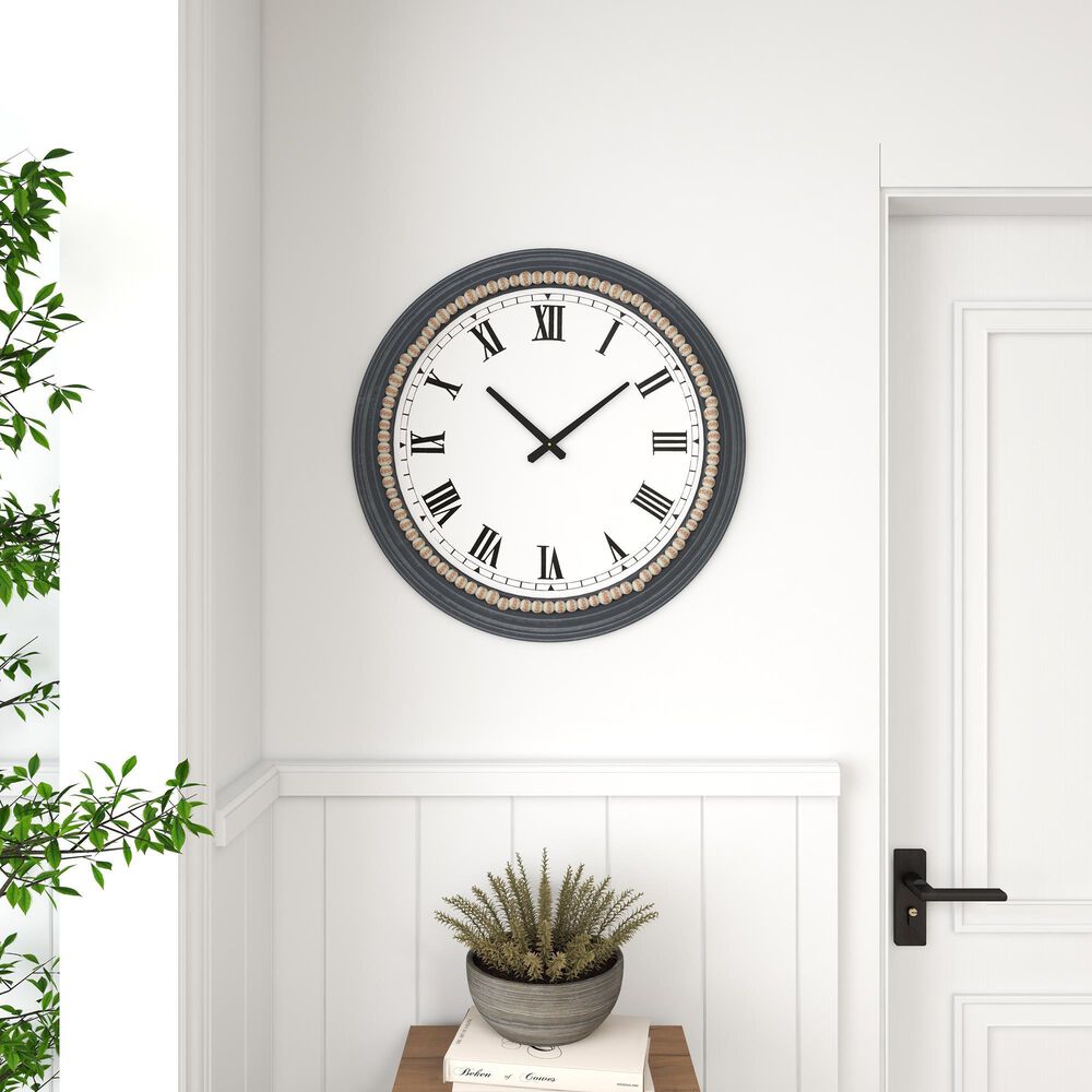 Maple and Jade 23&quot; x 23&quot; Wall Clock in White and Blue, , large