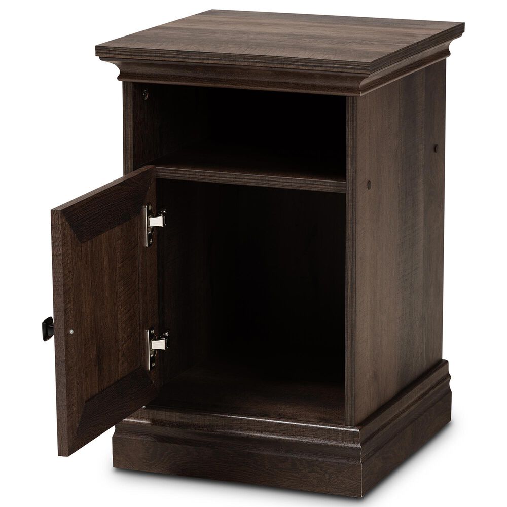 Baxton Studio Nolan 1-Door Nightstand in Brown/Black, , large
