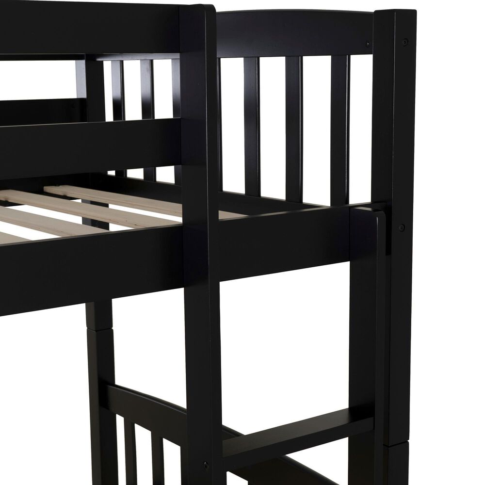 Linon Home Decor Perryton Twin Over Twin Bunk Bed in Sleek Black, , large