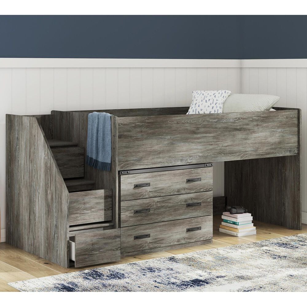 Ashley Frandern Twin Loft Bed with Drawer Storage in Gray, , large