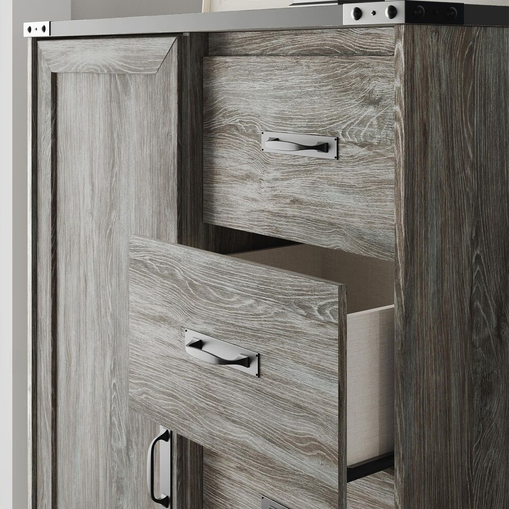 Ashley Frandern 5-Drawer Dressing Chest in Rustic Warm Gray, , large
