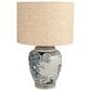 Teak Interiors Dapper Home Hand-Painted Ceramic Table Lamp with Linen Shade, Inline Switch in Blue and White, , large
