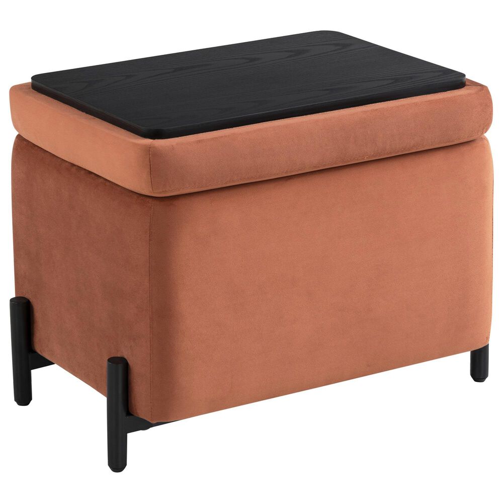 Lifestyle Solutions Kona Small Storage Ottoman in Rust, , large