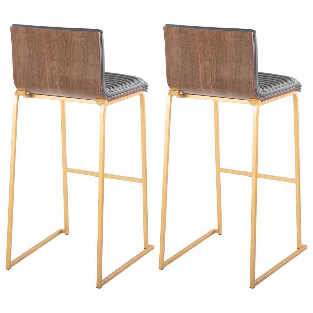 LumiSource Mason Mara Barstool with Grey Cushion in Gold and Walnut (Set of 2), , large