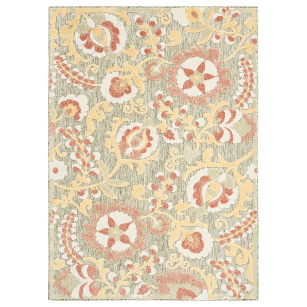 Nourison Aloha ALH17 Sage and Rose 5"3" x 7"5" Indoor/Outdoor Area Rug, , large