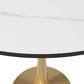 Leisuremod Leisuremod Bristol 35 round dining table Gold base with White Sintered stone Top, , large