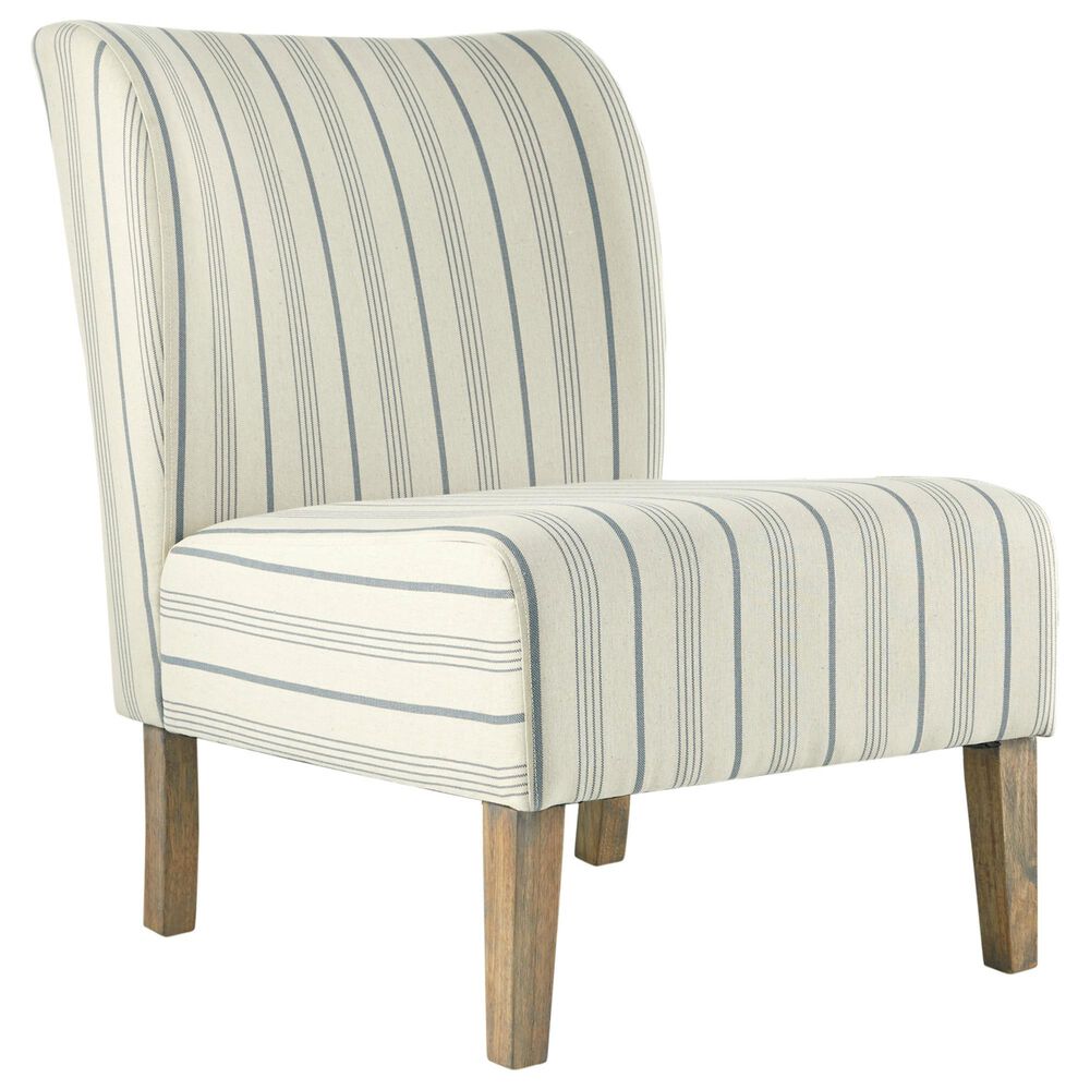 Signature Design by Ashley Triptis Accent Chair in Cream and Blue Stripe, , large