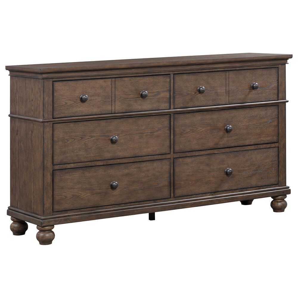 Riva Ridge Oxford 6-Drawer Dresser with Mirror in Cocoa, , large
