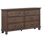 Riva Ridge Oxford 6-Drawer Dresser with Mirror in Cocoa, , large