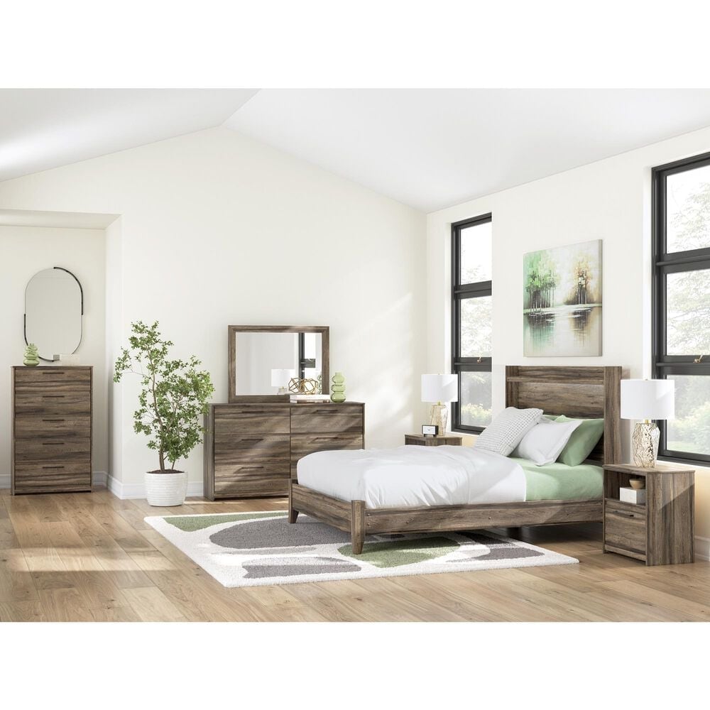 Ashley Elbrim Queen Panel Bed in Weathered Brown, , large