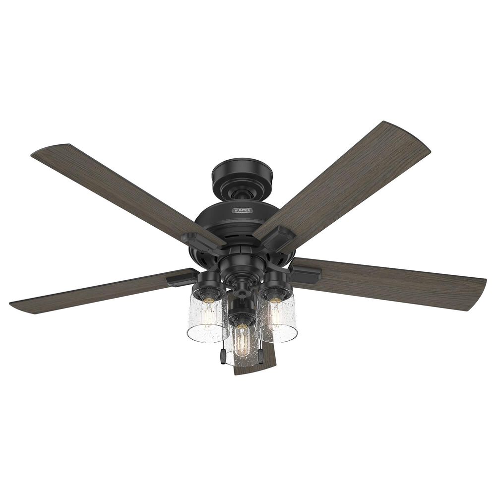 Hunter Hartland 52" Ceiling Fan with LED Lights in Matte Black, , large