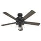 Hunter Hartland 52" Ceiling Fan with LED Lights in Matte Black, , large