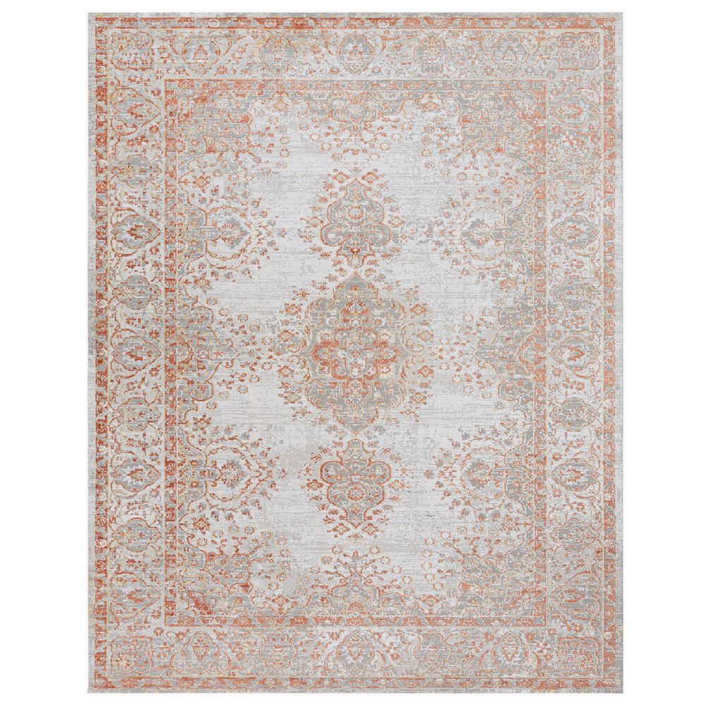 Surya Aisha 6"7" x 9"6" Burnt Orange, Wheat, Off-White, Taupe and Gray Area Rug, , large