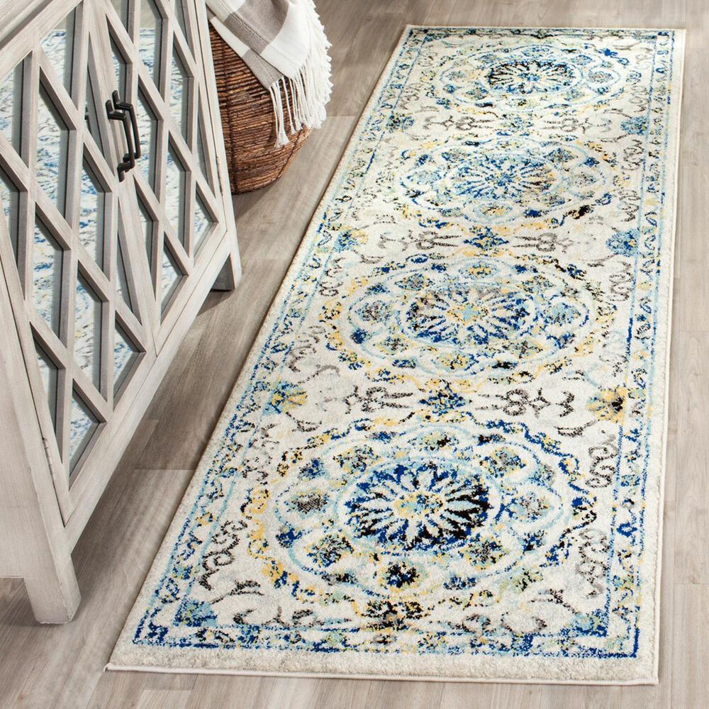 Safavieh Evoke EVK252C 2&#39;2&quot; x 5&#39; Ivory and Blue Runner, , large