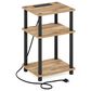 HOMLUX 3-Tier Just Turn-N-Tube End Table with 2 USB ports in Flagstaff Oak and Black, , large