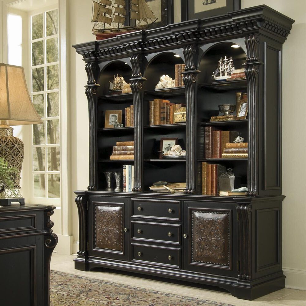 Hooker Furniture Telluride Bookcase and Hutch in Black with Reddish