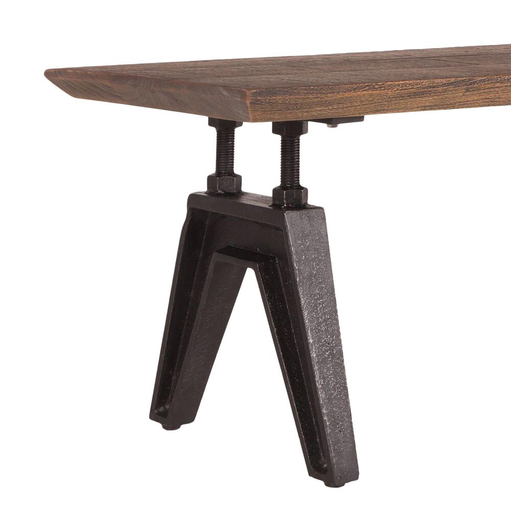Home Trends &amp; Design Carnegie 68&quot; Dining Bench in Bandsaw Teak and Matte Black, , large