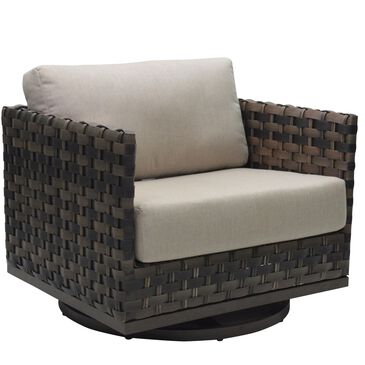 Plank and Hide Nevis Swivel Lounge Chair in Espresso and Hang Ten Taupe, , large