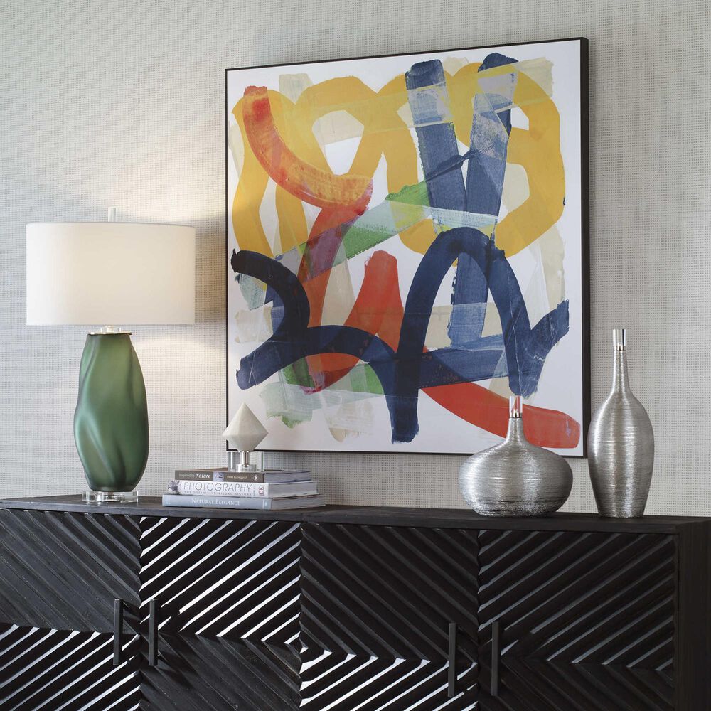 Uttermost Midtown 39&quot; x 39&quot; Framed Print in Mustard, Lime, Navy and Denim, , large