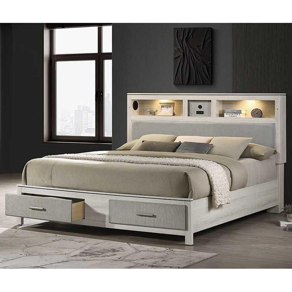Titanic Furniture Roswell King Storage Bed in Beige, , large