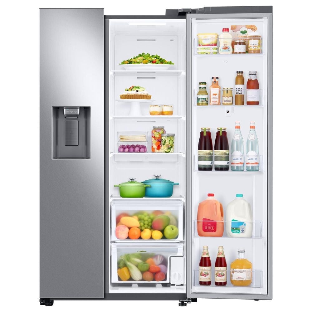 Samsung 26.7 Cu. Ft. Large Capacity Side by Side Refrigerator with Touch Screen Family Hub in Stainless Steel, , large